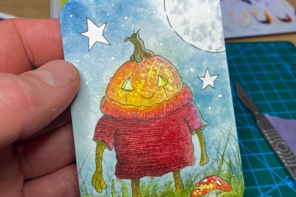Original Art Pumpkin Man ATC 