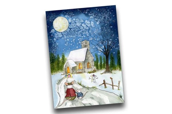 Church Mice Whimsical Christmas Card